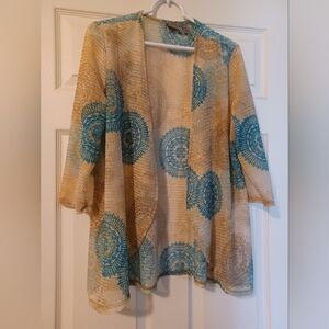 Chico's Easywear Womens Size 2 (L) Open Weave crochet open cardigan